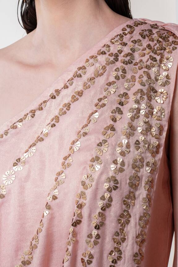 Namrata Joshipura Pink Shimmer Pleated Trillium Pre-draped Saree Gown 5