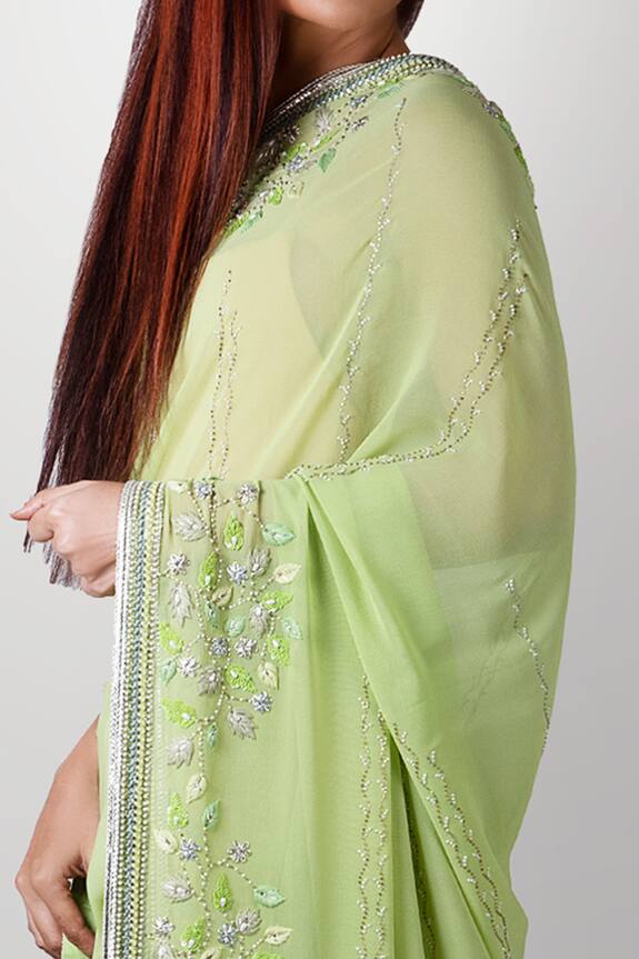 Kavita D Green Embroidered Silk Georgette Saree 4