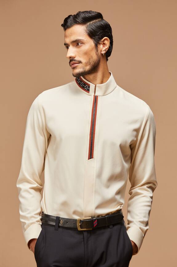 S&N by Shantnu Nikhil White Terylene Slim Fit Shirt 3