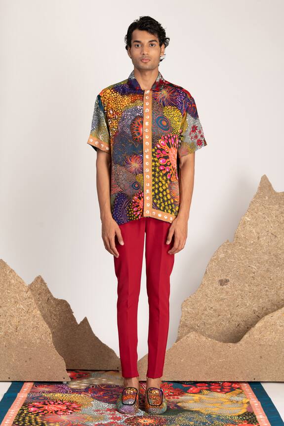 Buy Shivan & Narresh - Men Multi Color Silk Satin Printed Shirt Online ...