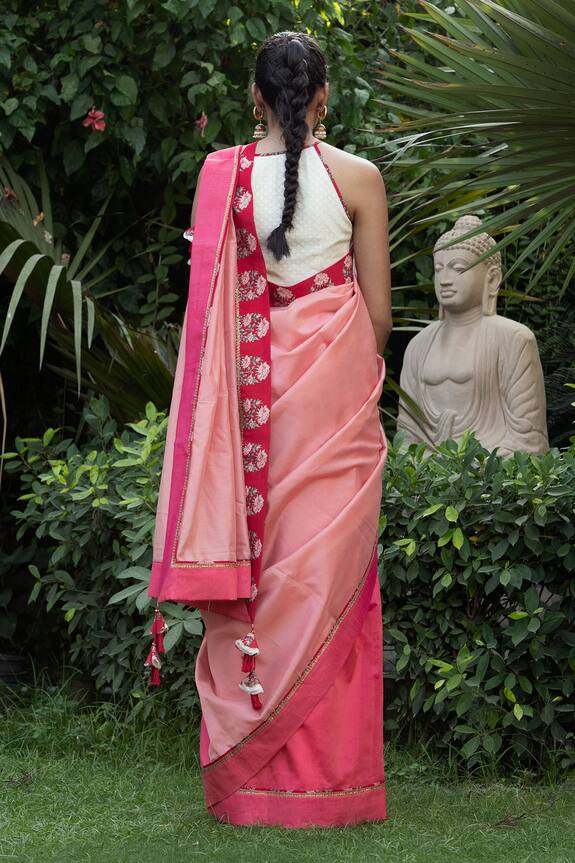 Nikasha Pink Handwoven Chanderi Saree With Blouse 2