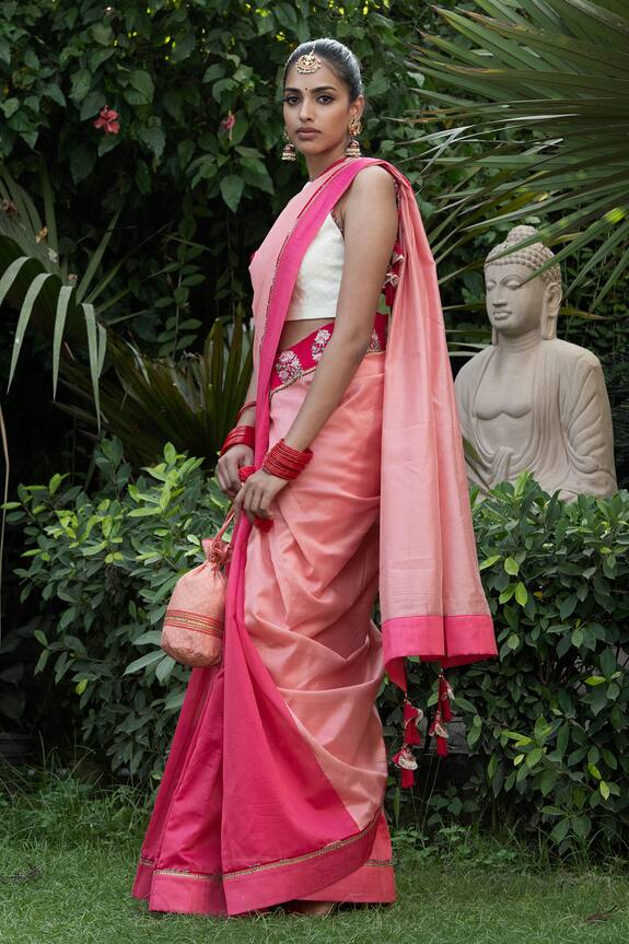 Nikasha Pink Handwoven Chanderi Saree With Blouse 3