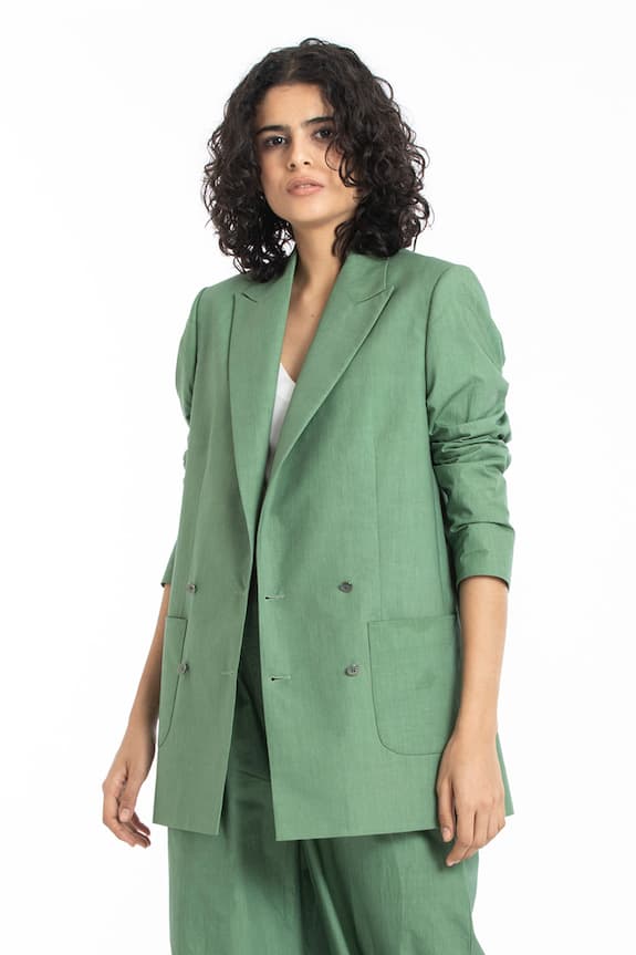 cotton double breasted blazer