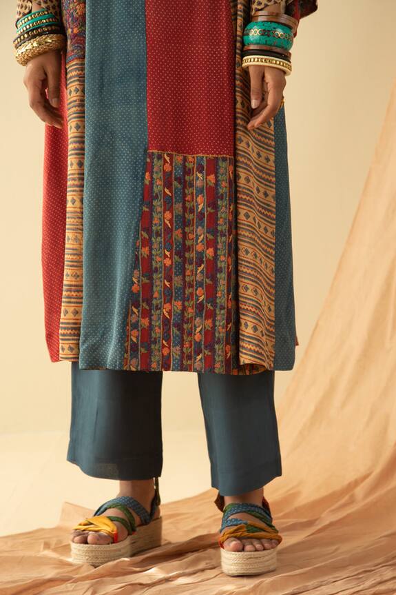 Sunira Designs Multi Color Silk Georgette Ajrakh Print A-line Tunic 6