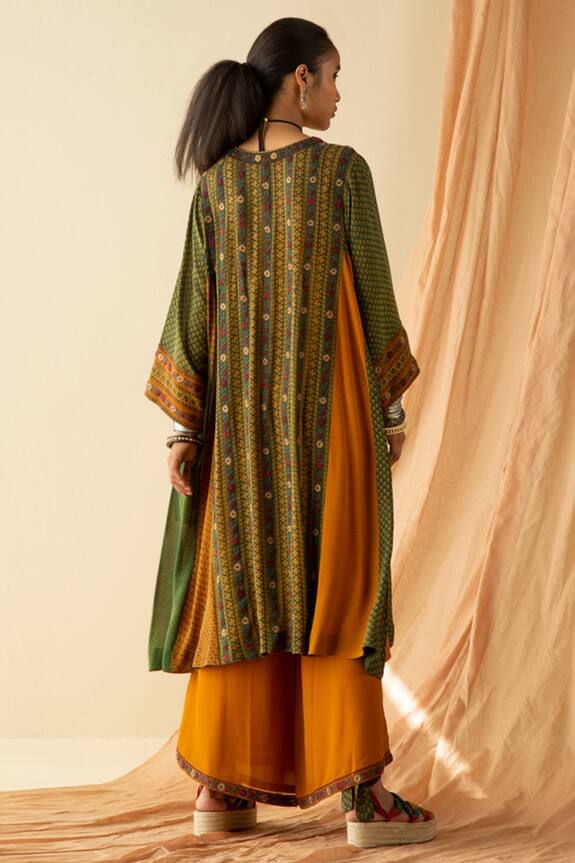 Sunira Designs Multi Color Silk Georgette Ajrakh Print Kurta 2