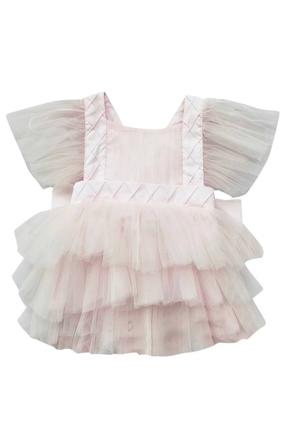 Jasmine And Alaia Pink Ruffle Romper For Girls 0