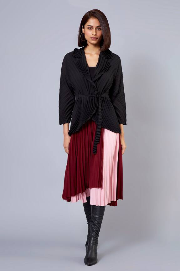 Buy Scarlet Sage Black Polyester Octavia Accordion Jacket Online Aza