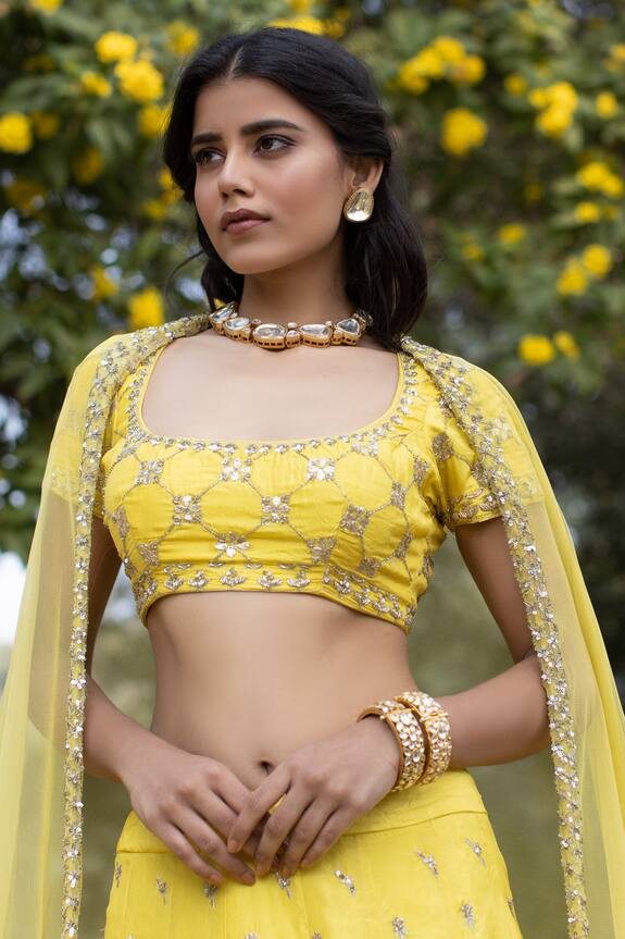 Astha Narang Yellow Blouse Embellished Silk Lehenga Set 5