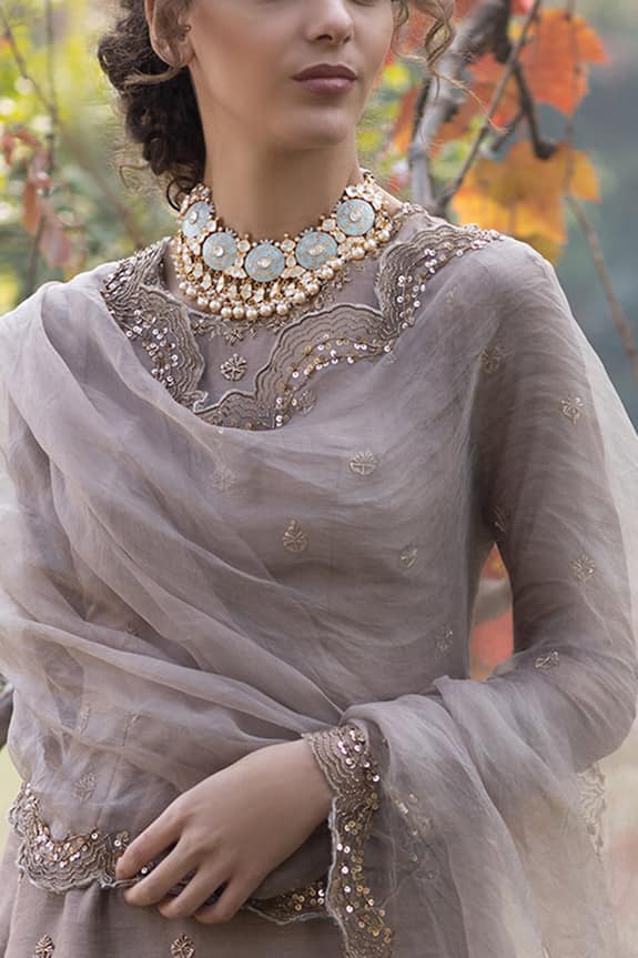 Astha Narang Grey Embellished Kurta Lehenga Set 5