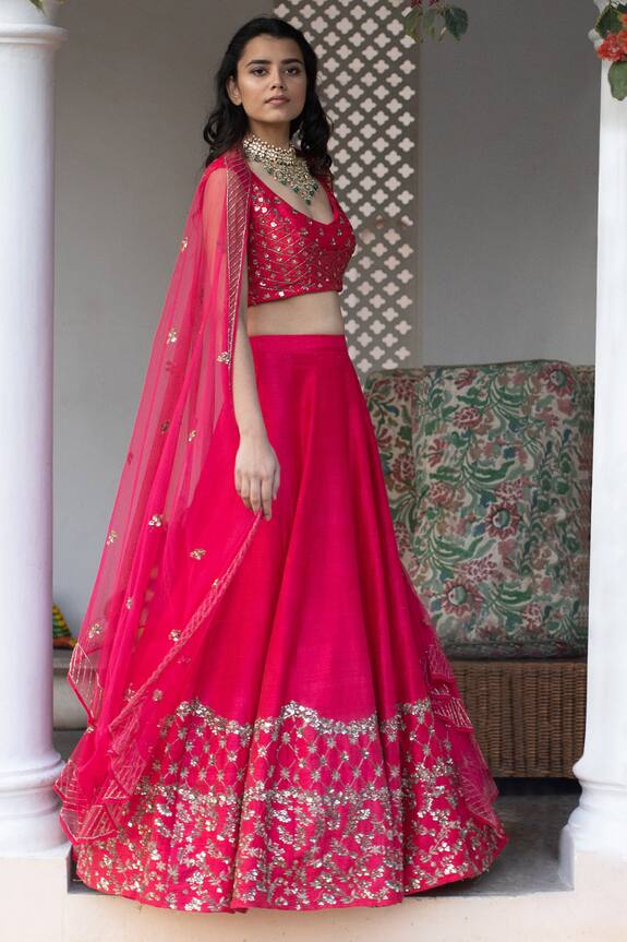 Astha Narang Pink Blouse Embellished Silk Lehenga Set 3