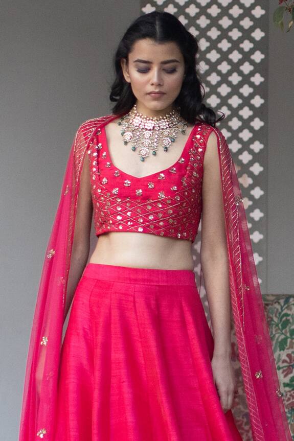 Astha Narang Pink Blouse Embellished Silk Lehenga Set 4