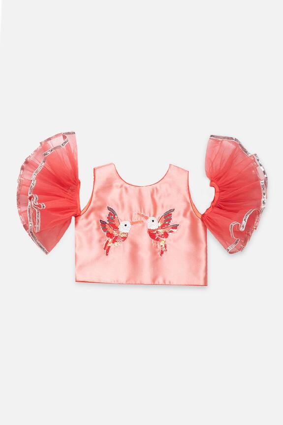 Tutus by Tutu Peach Embroidered Top And Lehenga Set For Girls 3