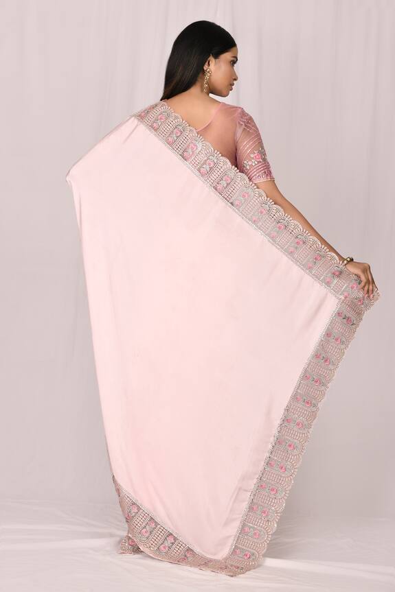 Samyukta Singhania Purple Silk Embroidered Lace Saree Set 2