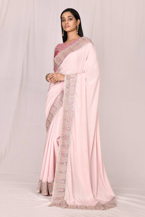 Samyukta Singhania Purple Silk Embroidered Lace Saree Set 3