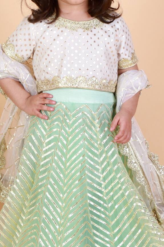 Tiny Pants Green Gota Patti Embroidered Lehenga Set For Girls 4