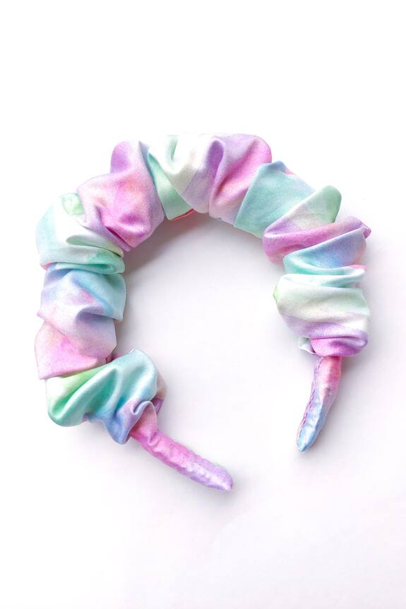 The Peach Street Multi Color Satin Ruched Hairband For Girls 3