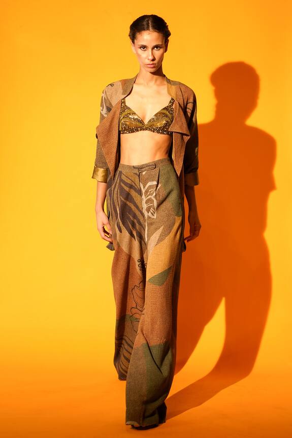 Buy Nikita Mhaisalkar Green Tulle African Baroque Embroidered Bralette ...