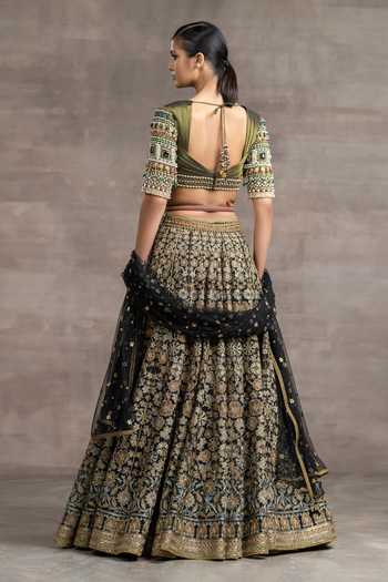 Black and Gold zari embroidered lehenga set main image 1