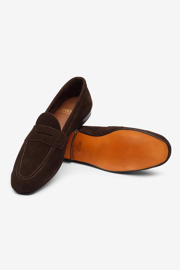 Bridlen Brown Suede Penny Loafers 5