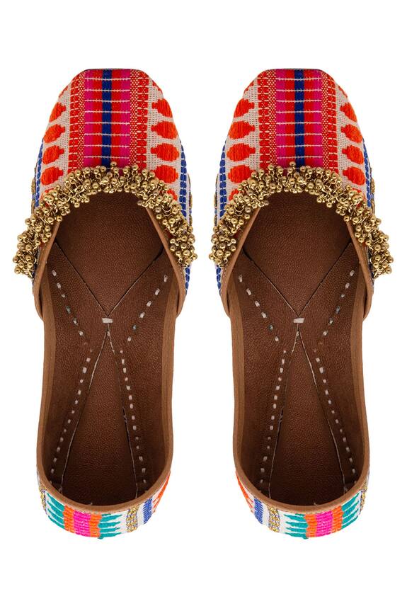 5 elements Multi Color Jacquard Ghunghroo Juttis 0