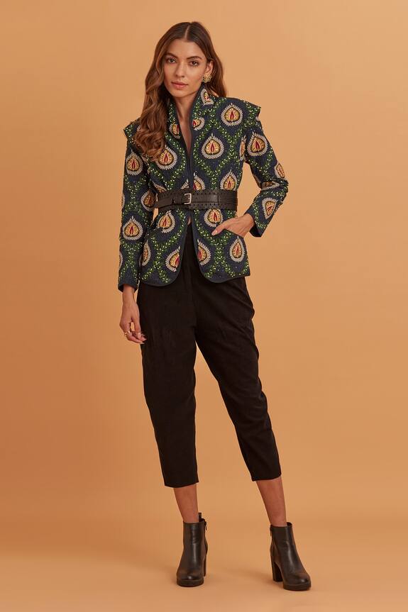 Buy Verb by Pallavi Singhee Green Cotton Baroque Embroidered Jacket Online Aza Fashions