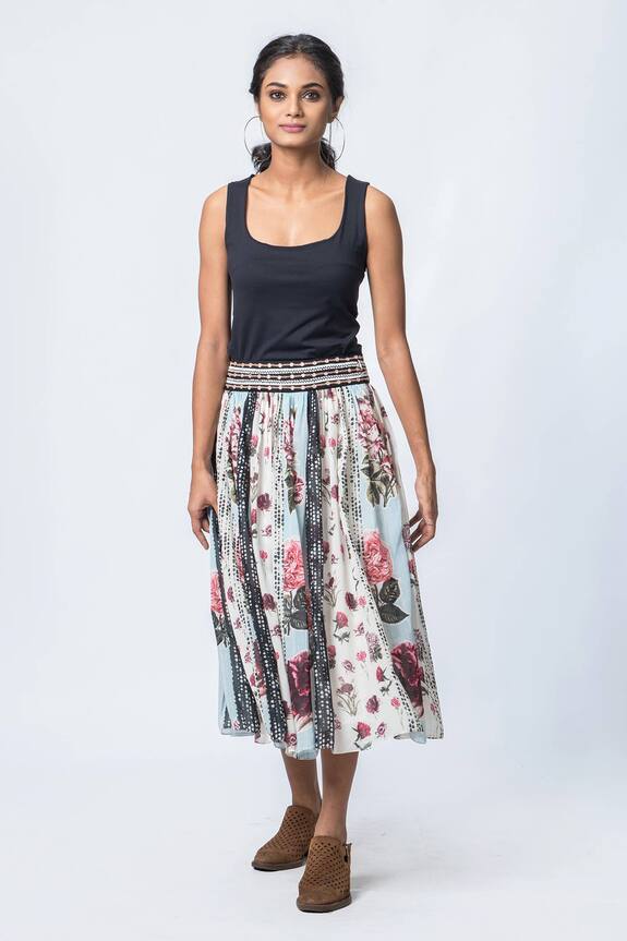Buy Verb by Pallavi Singhee Multi Color Viscose Printed Skirt Online Aza Fashions