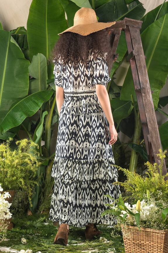 Buy Verb by Pallavi Singhee White Checkish Voile Printed Maxi Skirt