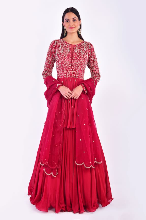 Buy Vidushi Gupta Shantoon Layered Peplum Anarkali With Dupatta Online ...