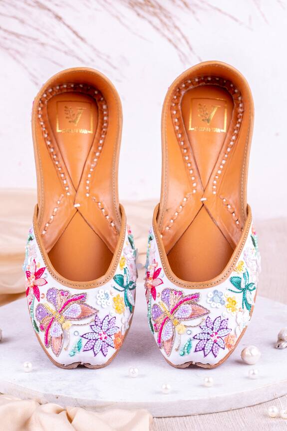 House of Vian Multi Color Crepe Butterfly Embellished Juttis 0