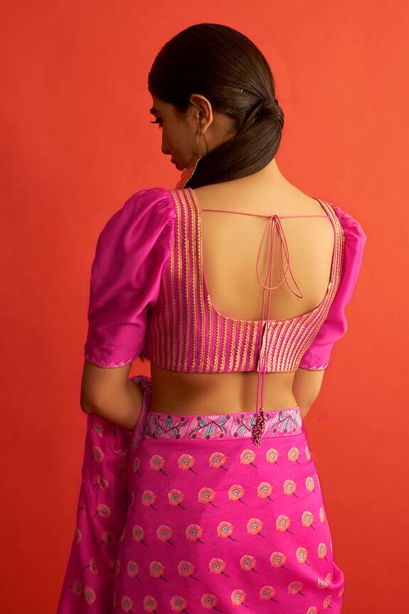 Saksham Neharicka Pink Handwoven Chanderi Saree Blouse 2