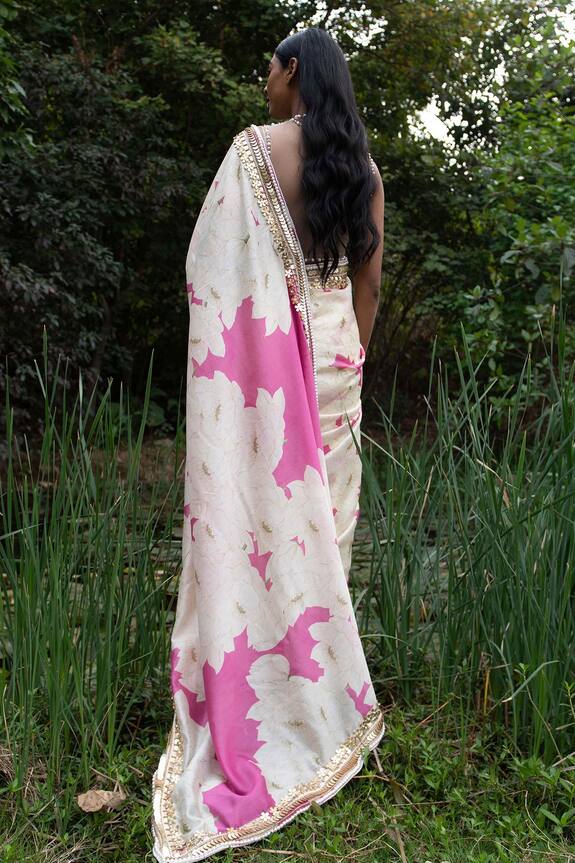 Saksham Neharicka Pink Chanderi Floral Print Saree 2