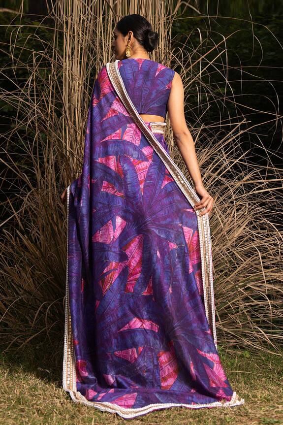 Saksham Neharicka Purple Chanderi Printed Saree 2