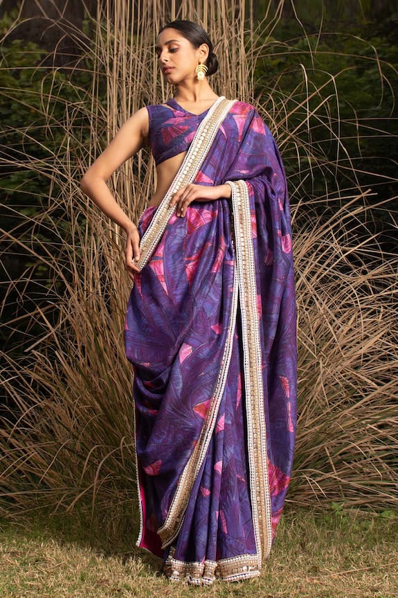 Saksham Neharicka Purple Chanderi Printed Saree 5