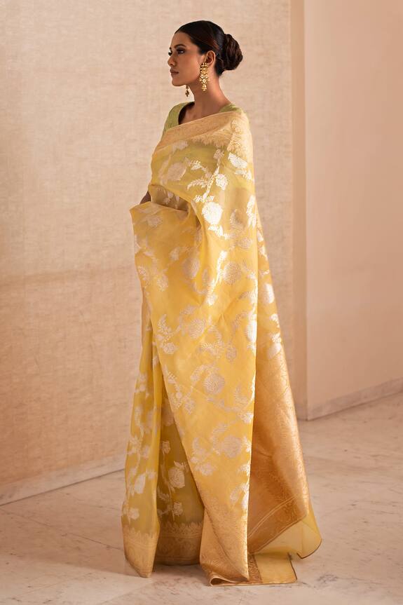 Priyanka Raajiv Yellow Silk Organza Banarasi Saree 2