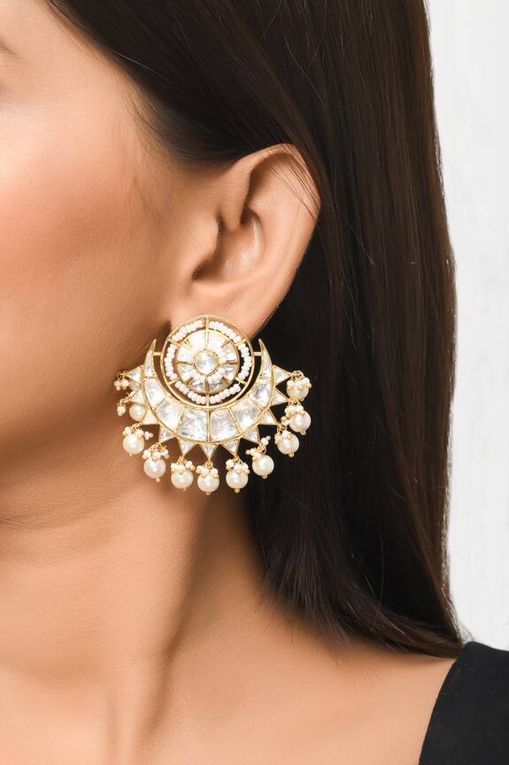 Buy Zeeya Luxury Jewellery Stone Embellished Chandbali Earrings Online ...