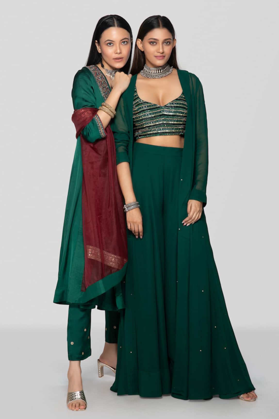 Shop Showy Green Indo-Western Dress- Elevate Your Style With Snazzyhunt –  SNAZZYHUNT