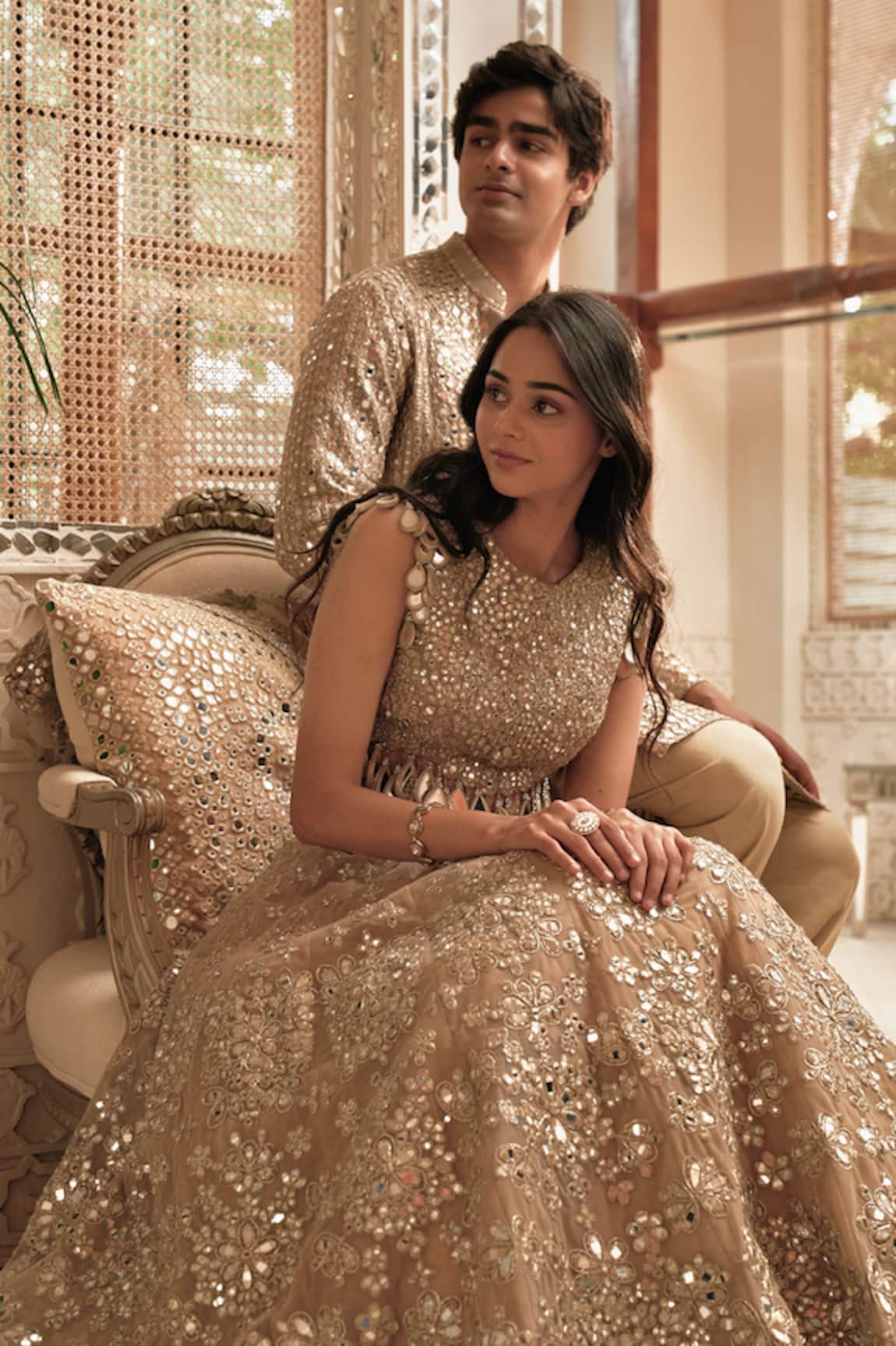Buy Orange Lehenga And Blouse Raw Silk Mirror Embellished Bridal Set For  Women by Abhinav Mishra Online at Aza Fashions.