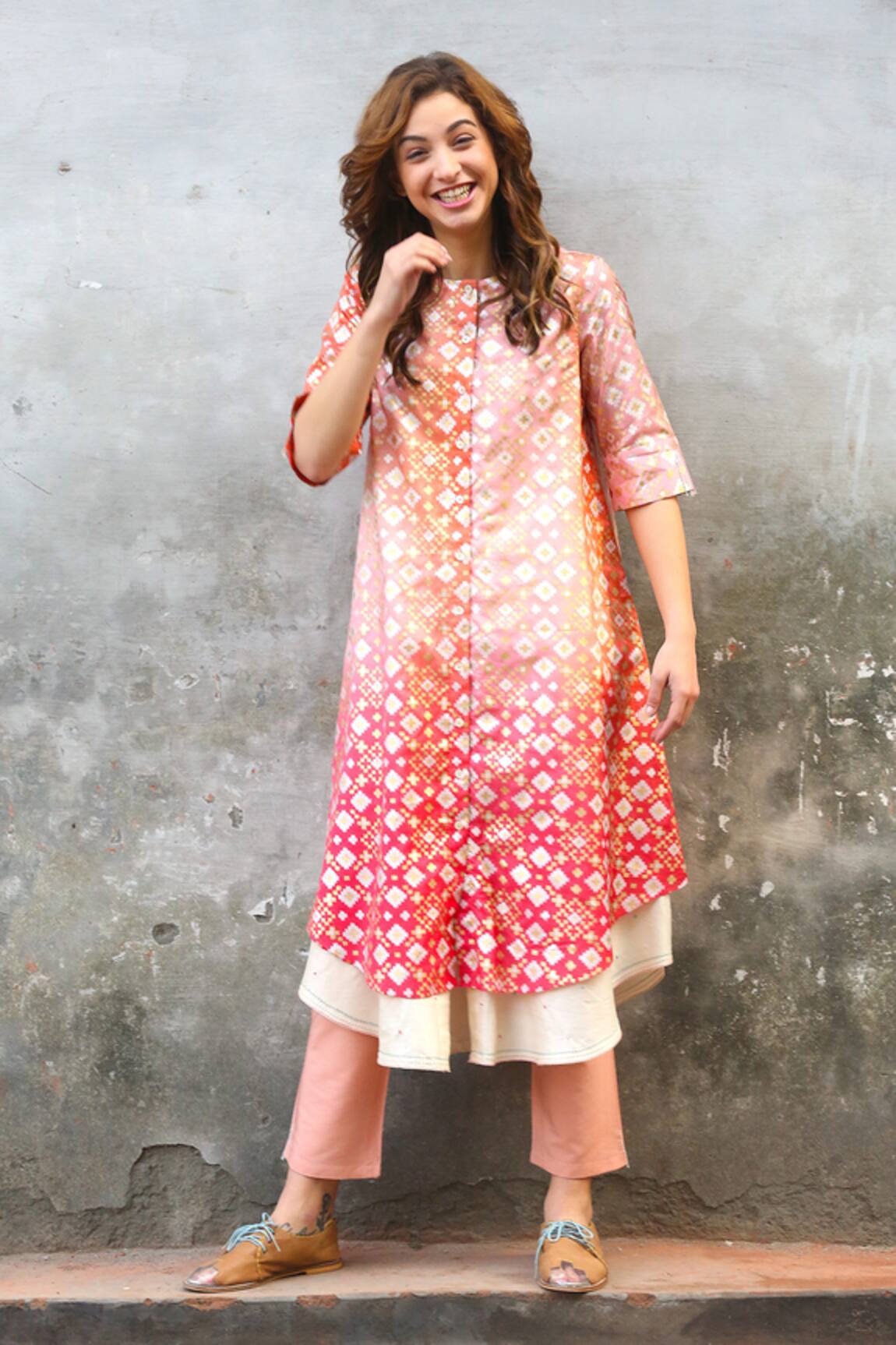 I Am Design Printed Layered Kurta set