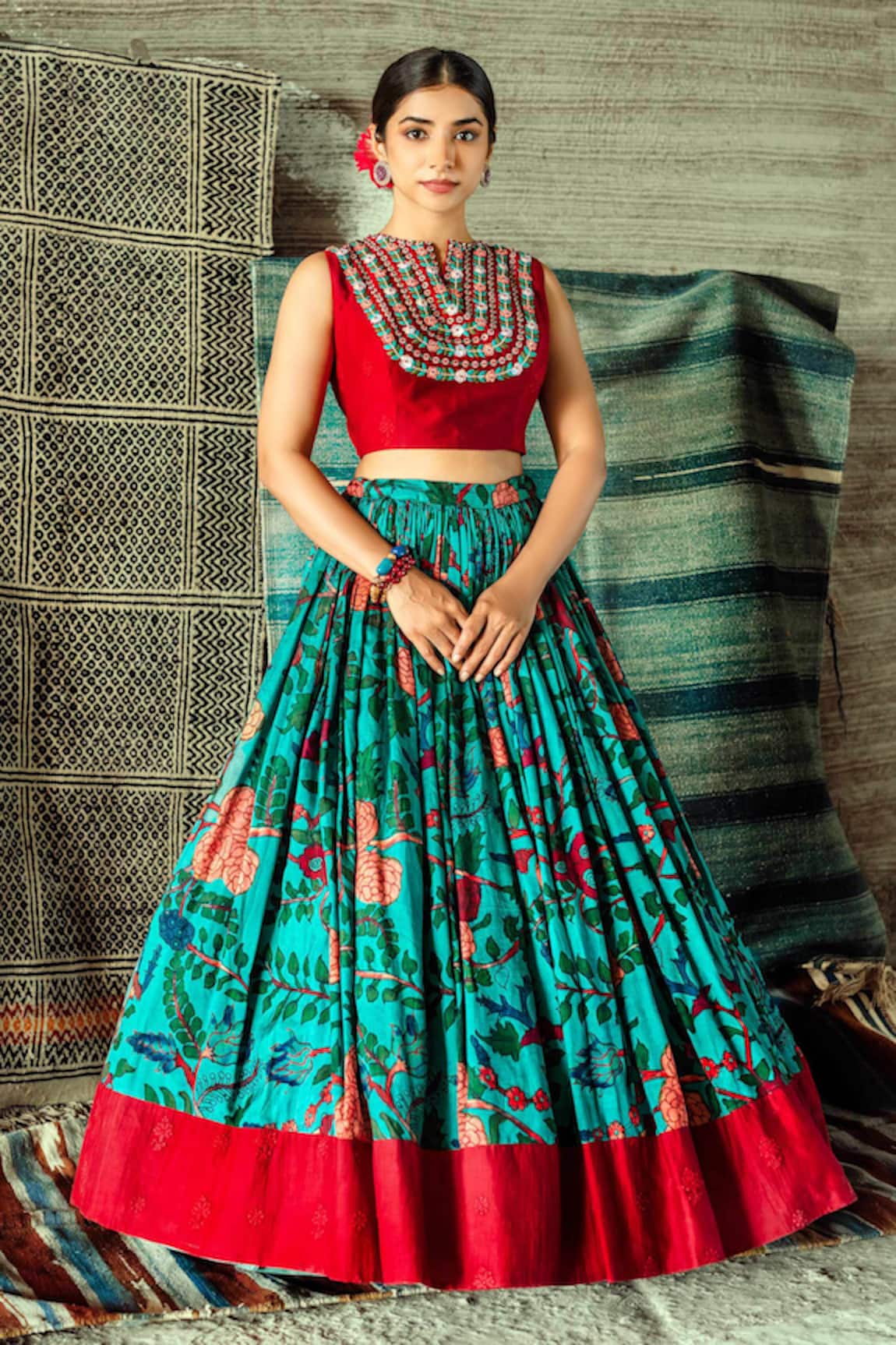 Shachi Sood Embroidered Yoke Blouse And Lehenga Set 