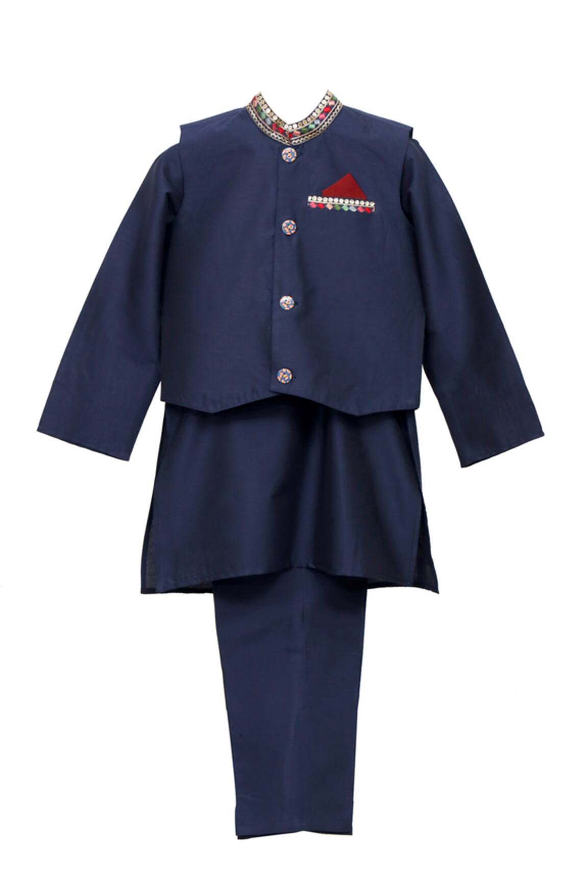 Minime Organics Blue Embellished Kurta Set 