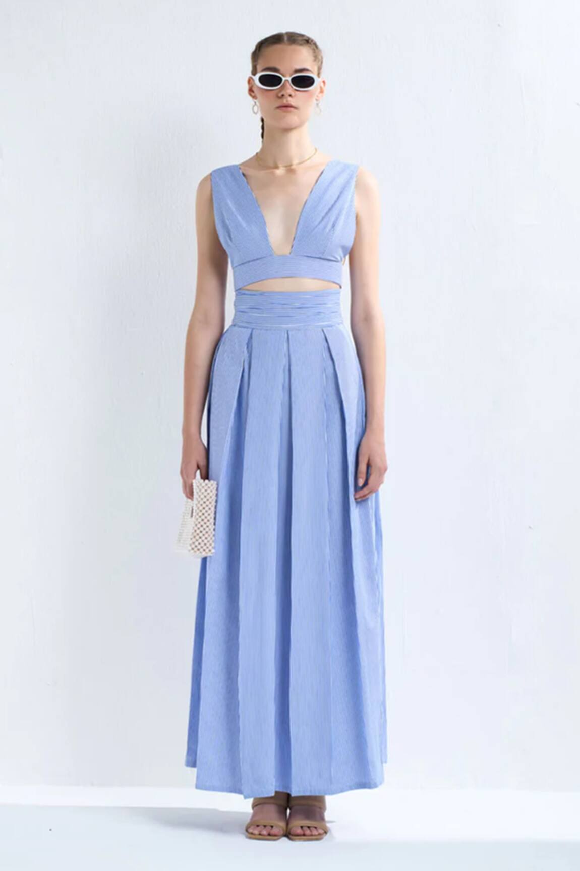 Therealb Day Break Stripe Pattern Top & Skirt Set