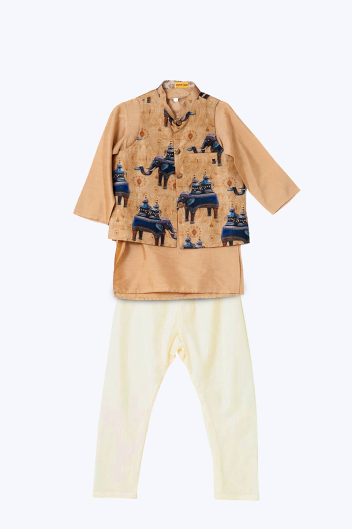 Shruti Jalan Printed Elephant Bundi & Kurta Set