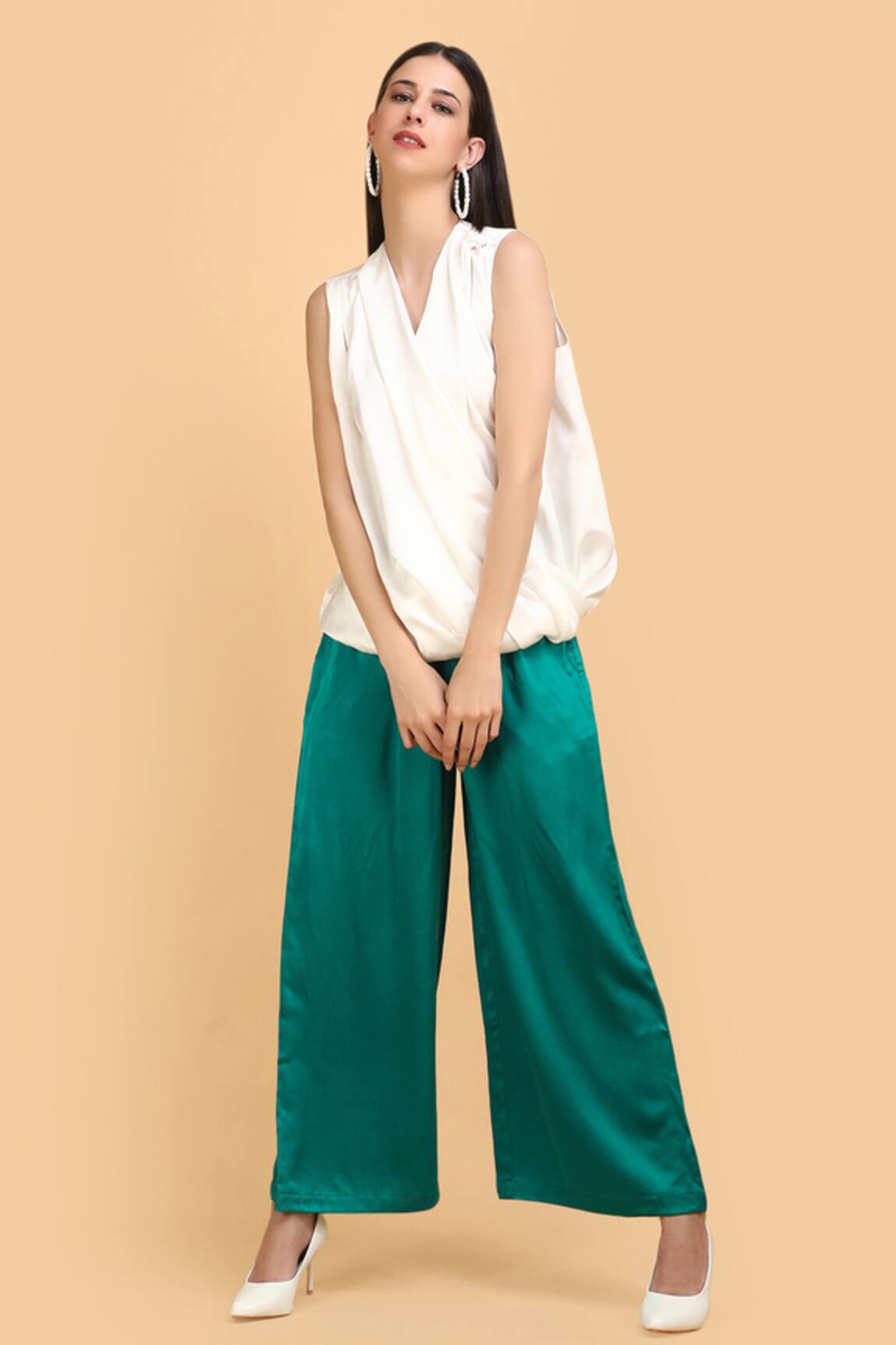 Label Ivish Drape Wrap V Neck Top & Pant Set