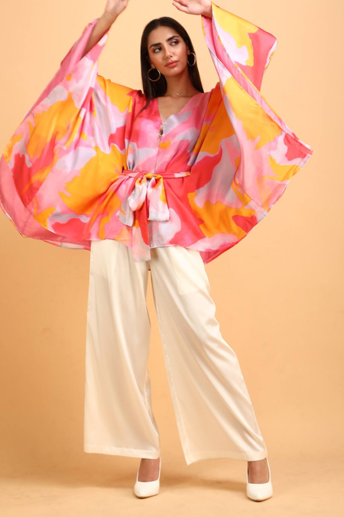 Label Ivish Kimono Jacket & Trouser Set With Belt