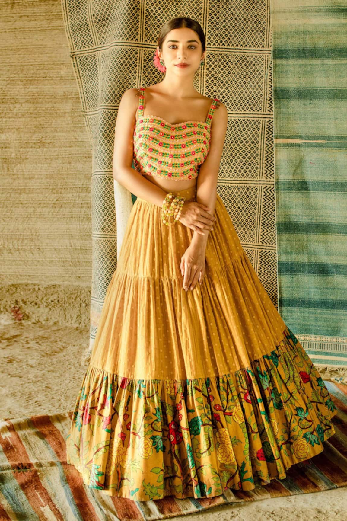 Shachi Sood Tiered Lehenga And Blouse Set 