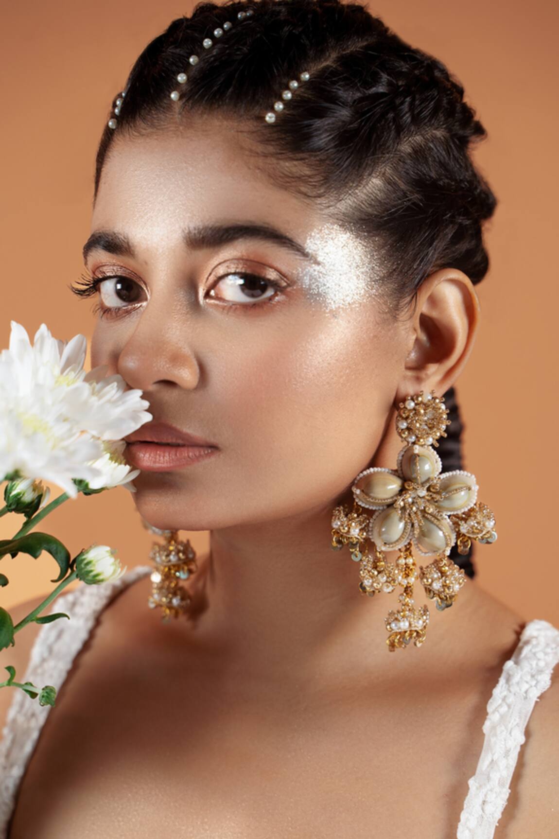 Kanyaadhan By Dhirajaayushi Floral Shell Embellished Earrings 
