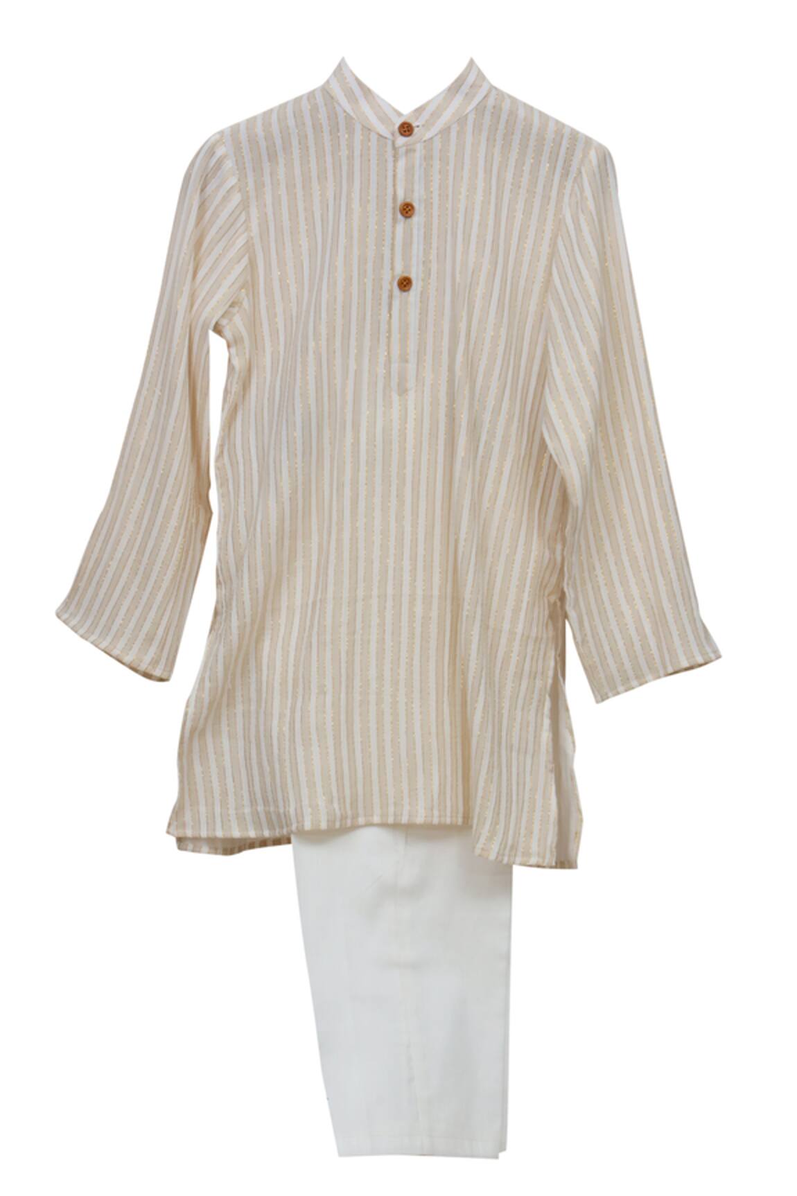Minime Organics Striped Pattern Kurta & Pyjama Set 