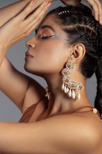 Kanyaadhan By Dhirajaayushi Shell Drop Earrings 