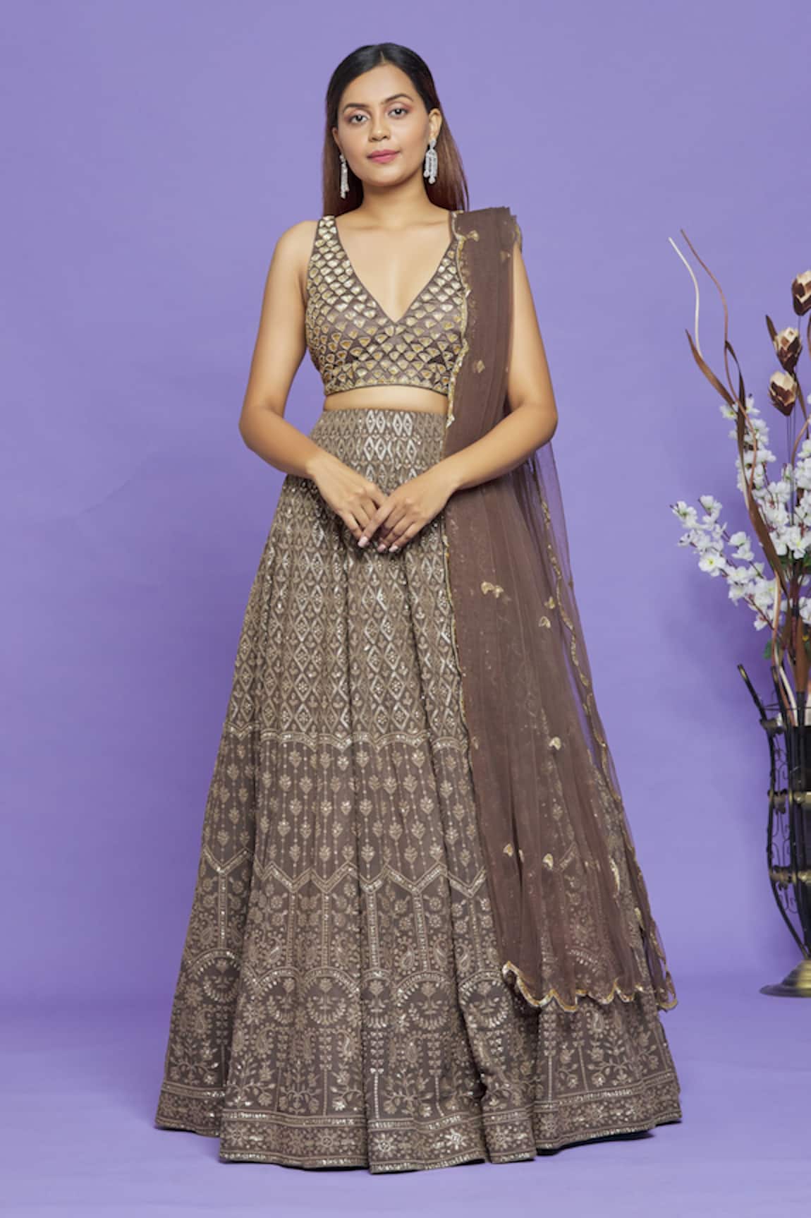 Neha Mehta Couture Lucknowi Embroidered Lehenga Set