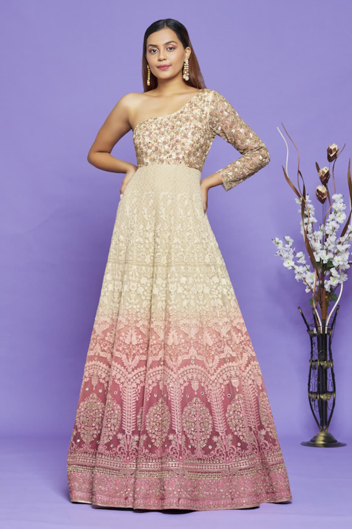 Neha Mehta Couture Ombre One Shoulder Gown